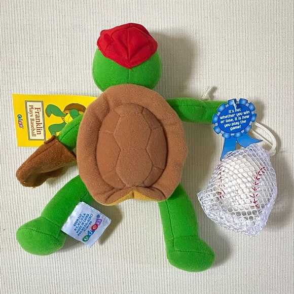 VINTAGE EDEN FRANKLIN THE TURTLE PLAYS BASEBALL PLUSH STUFFED TOY 8.5” NWT - Picture 9 of 16